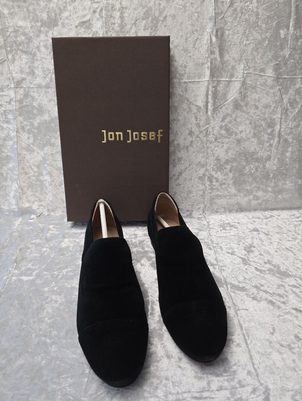 Jon Josef black split suede slip-on shoes classic moc
